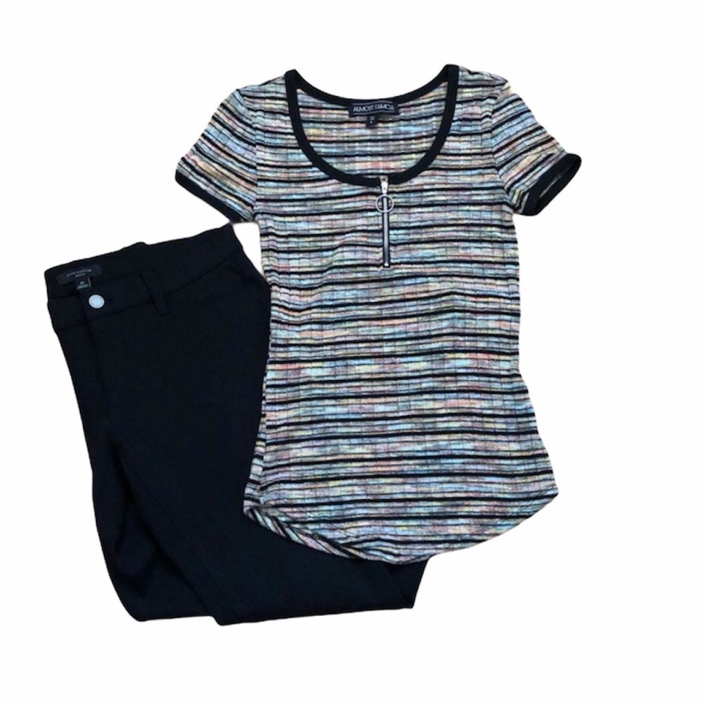 Almost Famous Striped Short Sleeve Top Size Small